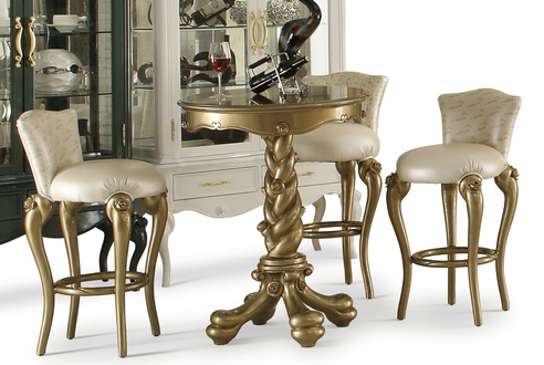 Bar Table Bistro Table Round Bar Counter Real Wood Classic Furniture Gold New