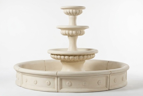 Decorative ornamental garden fountain made of weather-resistance cement with 4-round bowls 255cm