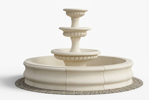 Decorative garden pond fountain consists of four round bowls made of weather-resistant cement 265cm/1400kg