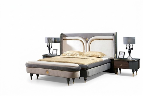 Bed 2x Nightstand 3pcs Set Beds Double Bed Bedroom Hotel Marriage Luxury New