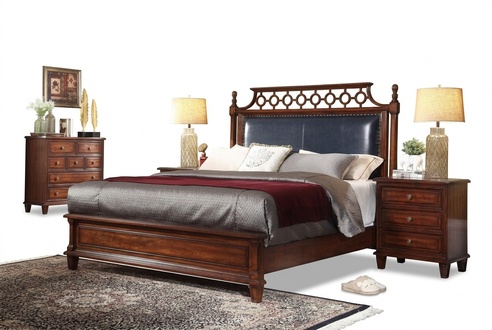 Bed 2x Bedside Table 3 Piece Bedroom Set Design Luxury Beds Classic Upholstery