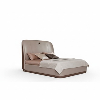 Bed 2x bedside table leather wood bedroom leather bed modern design furniture luxury
