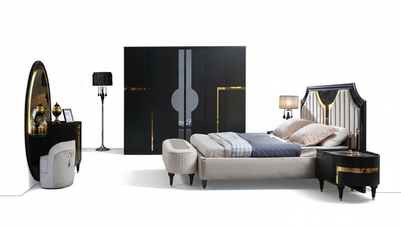 Bed 2x nightstand 3pcs set design luxury complete sets bedroom complete