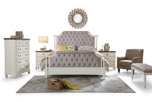 Bed 2x nightstand 3pcs. bedroom set beds founder time luxury Chesterfield