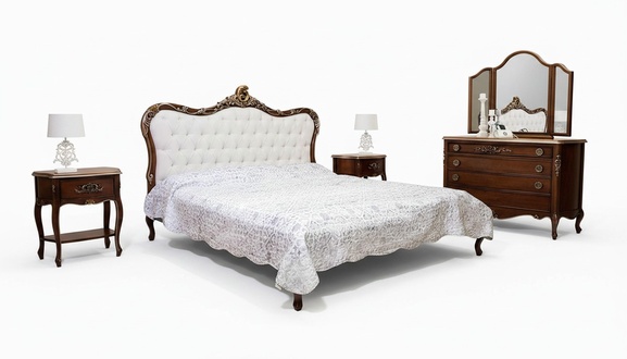 Bed 2x Bedside Table 3 Piece Bedroom Set Design Furniture Modern Luxury Bed Set New