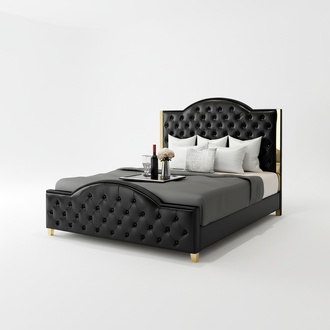 Bed 2x bedside table 3 piece bedroom set furniture modern luxury beds Chesterfield