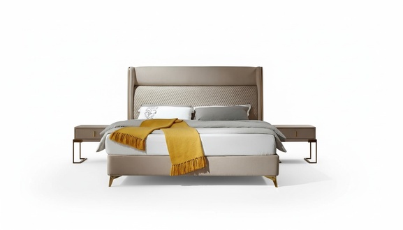 Bed 2x Nightstand 3 pcs Bedroom Set Designer Hotel Beds Set New