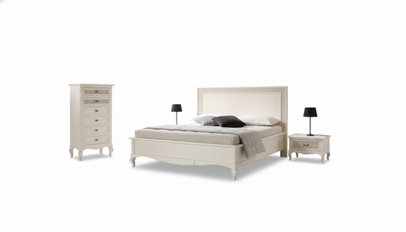 Bed 2x Bedside Tables 4 pcs. Bedroom Set Furniture Chest of Drawers Luxury New