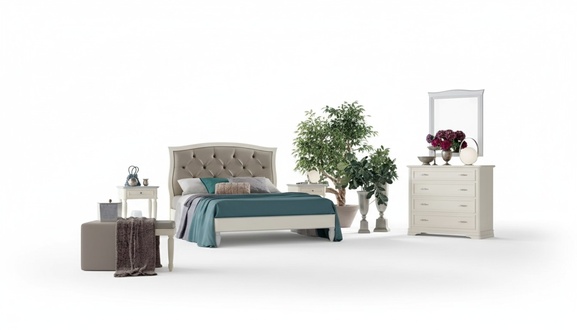 Bed 2x Bedside tables 5 pcs. Bedroom Design Luxury Chest of drawers Complete