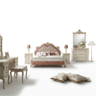 Bed 2x bedside tables 5 pieces bedroom set design furniture luxury chest of drawers