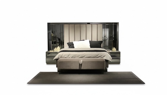 Bed 2x bedside tables bench design bedroom set 4pcs luxury furniture new
