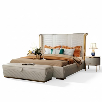Bed 3 pieces Bedroom set design modern luxury furniture bedside beds 180x200