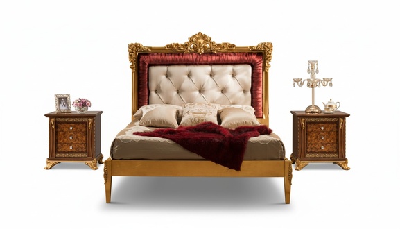 Bed bedroom set design luxury beds new baroque furniture 2x bedside table 3 pieces.