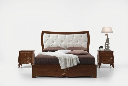 Bed Bed Frame Wood Double Bedroom Brown Modern Double Bed Furniture
