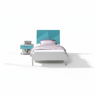 Bed + bedside table - bedroom furniture children\'s room beds blue 2-part. Set New