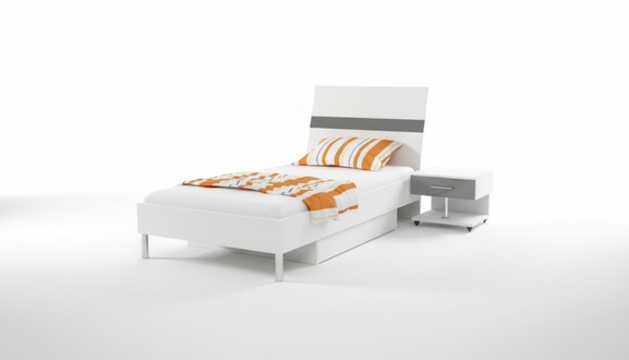 Bed + bedside table bedroom youth room children\'s room set furniture black 2 pieces.