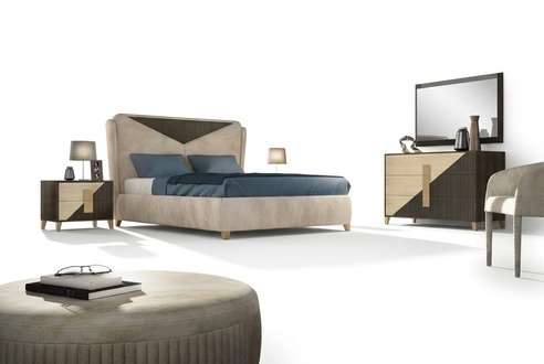 Bed, bedside table, chest of drawers, 4 pieces. Bedroom set, design, modern, luxury beds