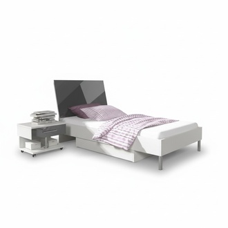 bed + bedside table - children\'s room bedroom furniture beds black 2-part. Set New