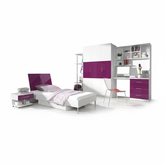 bed + bedside table children\'s room furniture bed cot bedside table 2 pieces. Purple New