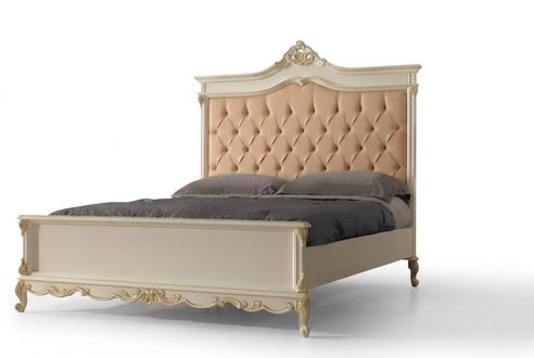Classic rococo style chesterfield design double bed made of real wooden frame 120/140/160x200cm sizes