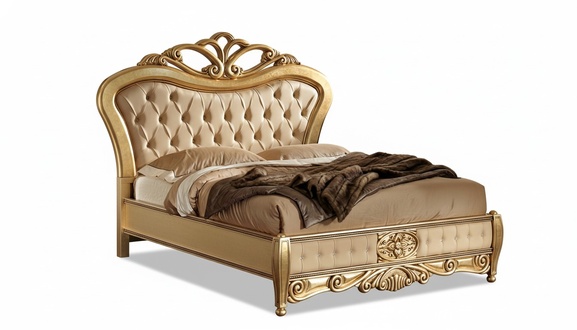 Bed Chesterfield Gold beds baroque solid wood gold double bed design furniture