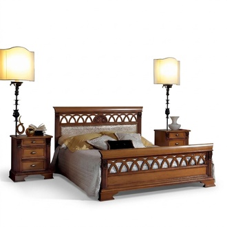 Classic style massive double bed for marriage couple made of real wooden frame 120/140/160x200cm