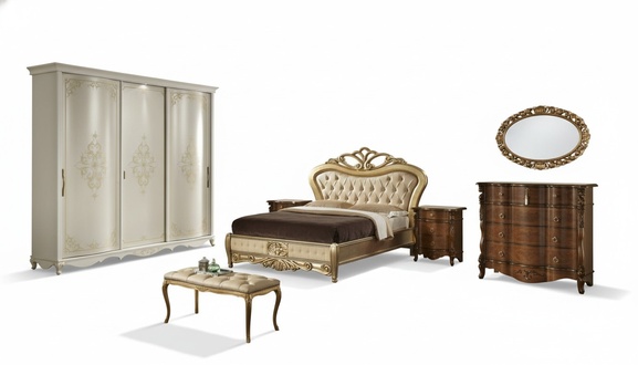 bed double beds bedside table wardrobe chest of drawers bedroom furniture 5 pieces.
