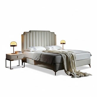 Bed Leather 2x Nightstand 3 pcs Bedroom Set Furniture Modern New Luxury Beds