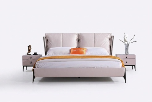 Bed leather 2x bedside table 3.pieces bedroom set furniture modern luxury beds new
