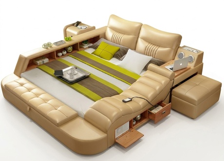 Bed Multifunction - Safe - Heat Lounger USB Sound Hotel Beds Leather