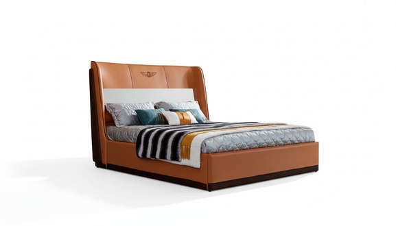 Bed Orange Bedroom New Creative Modern Design Furniture Wood Luxury Beds