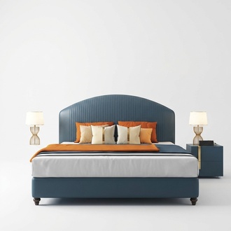 Bed Cushion Design Luxury Metal Double Beds Marriage Bedroom Blue