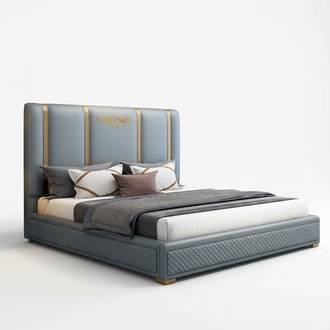 Bed Upholstery Design Luxury Metal Double Hotel Beds Marriage Sleep Room
