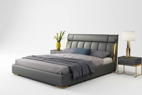 Bed Cushion Design Luxury Metal Double Hotel Beds Bedroom