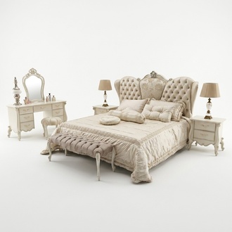 Baroque style made of real wooden massive double bed chesterfield design