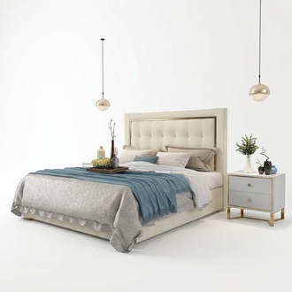 Chesterfield design leather double bed in modern style stainless steel 180x200cm size