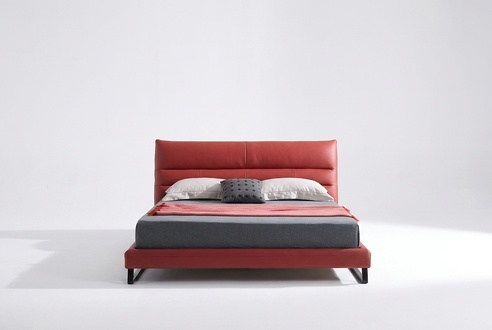 Bed upholstery design luxury double hotel beds sleeping room leather 180x200cm red