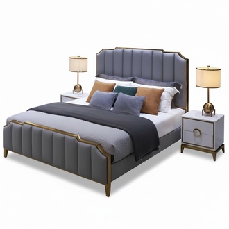 Modern style made of real wooden frame marriage double bed 180x200cm size