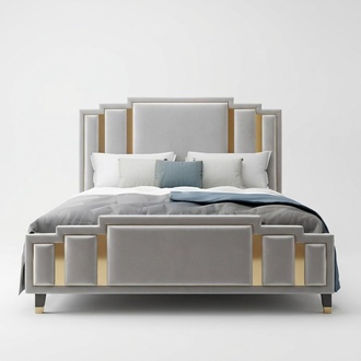 Modern style made of real wooden frame leather double bed for marriage couples