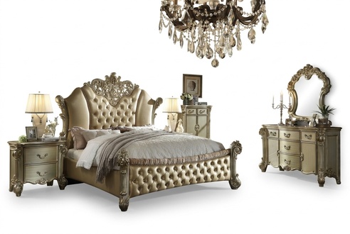 Classic baroque style chesterfield design massive marriage leather double bed