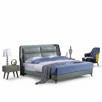 Bed upholstery design luxury double hotel beds sleeping room wood new 180x200cm