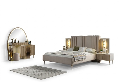 Bed with Nightstands Bedroom Set 3-Piece Modern