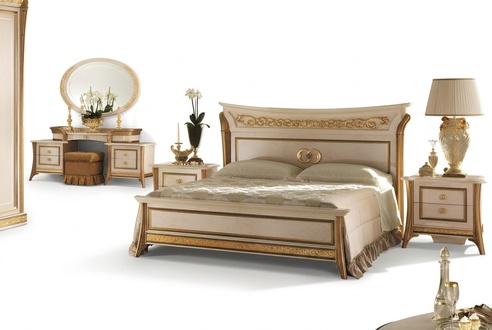Bedroom 3 piece set bed 2x bedside table console beds double hotel upholstery