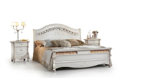 Bedroom 3 piece set bed 2x bedside table console beds double hotel upholstery Real wood
