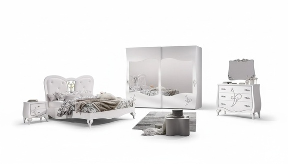 Bedroom 5 Piece Set Bed 2x Bedside Tables Wardrobe Modern Furniture