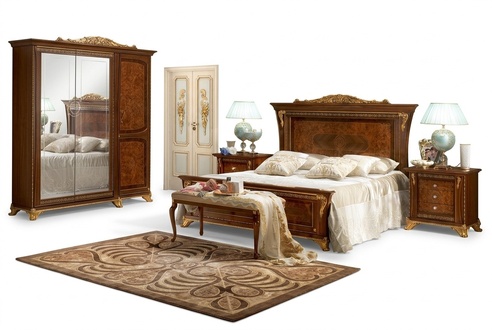 Bedroom baroque rococo wood furniture bed upholstery design luxury double beds