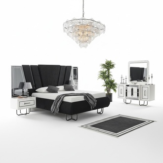 Treat yourself to ultimate comfort and style with our luxury 4 piece bedroom furniture set - bed, 2 bedside tables and wardrobe. Ideal for sophisticated bedroom collections