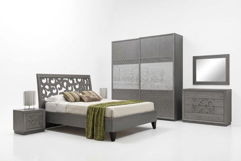 Bedroom bed 2x bedside tables wardrobe chest of drawers 6 pieces luxury