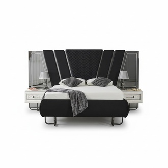 Bedroom bed 2x bedside tables luxury bed set complete design furniture 3 pieces.