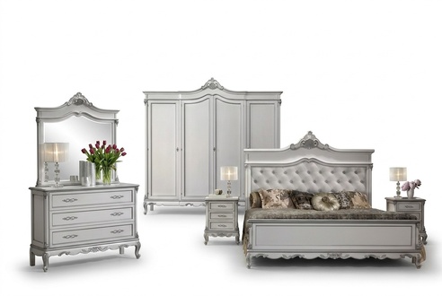 Bedroom bed 2x bedside tables complete set wardrobe 5 pieces. New
